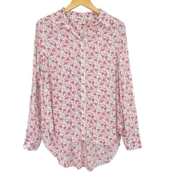 JANE & DELANCEY Floral High Low Button Down Blouse Size Medium - Picture 1 of 8